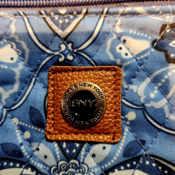 🪻SNY blue Floral Tote Bag with Brown Bottom - Picture 3 of 3